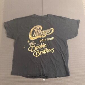Chicago & The Doobie Brothers 2017 Tour T-Shirt Black Gold Graphic XL